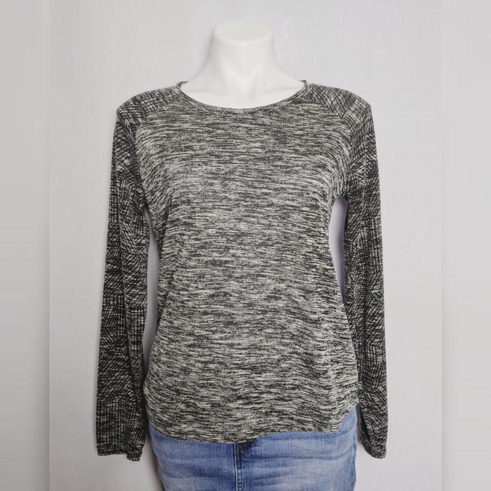 Prana Gray White Marled Long Sleeve Shirt Sz M